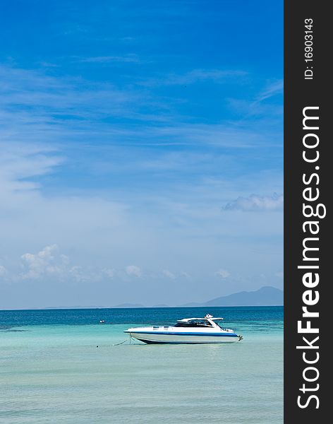 White boat on the sea