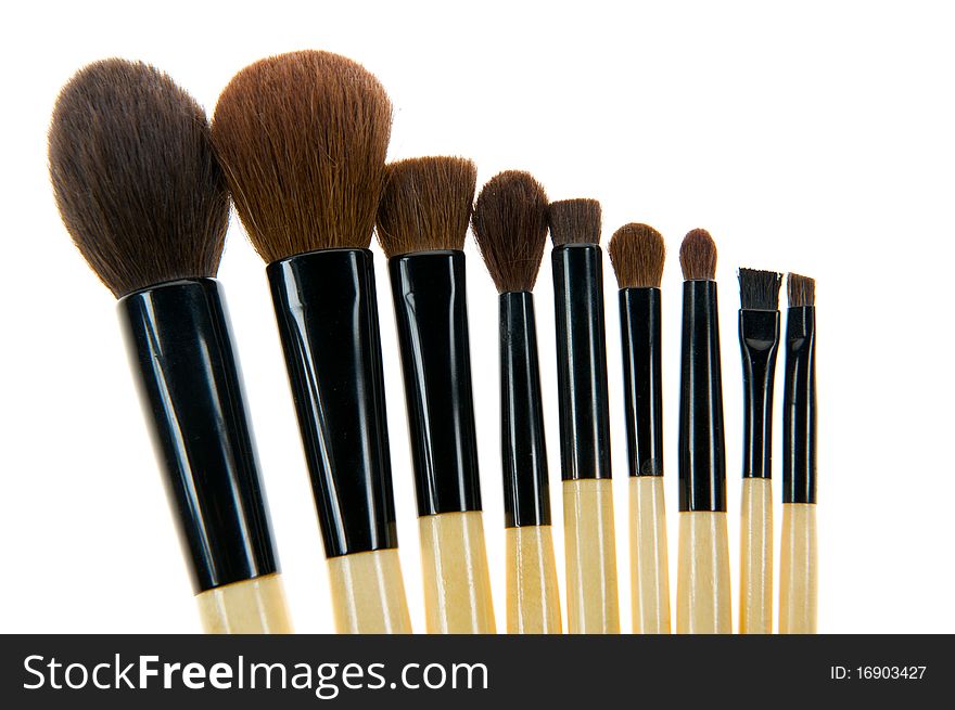 Make-up brushes isolated on white background