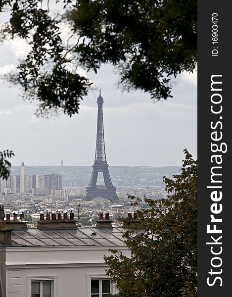 Paris, view on Eiffel tower with spare Montmartre. Paris, view on Eiffel tower with spare Montmartre