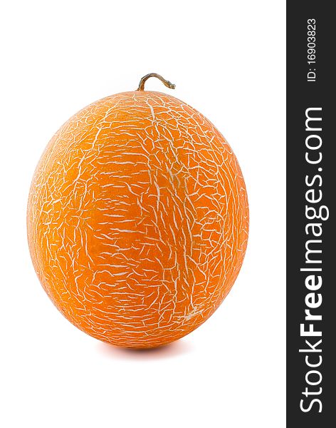 Ripe, large melon orange on the isolated background. Ripe, large melon orange on the isolated background