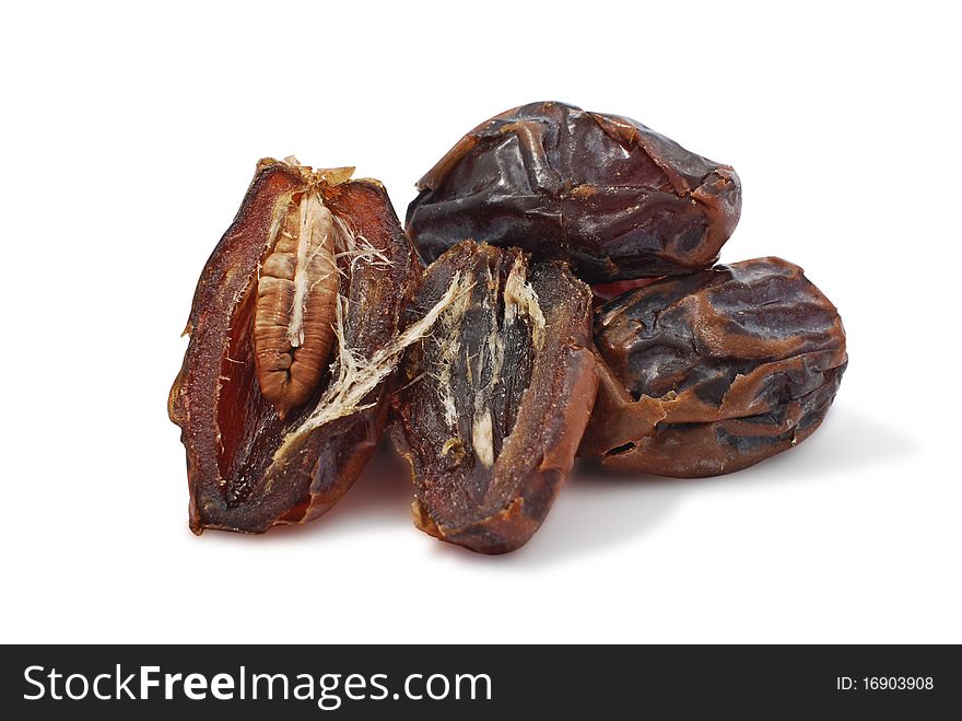 Large dried dates on the isolated background