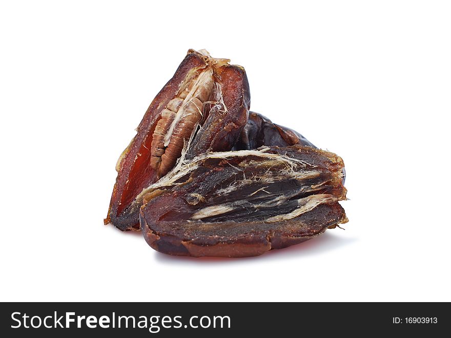 Large dried dates on the isolated background