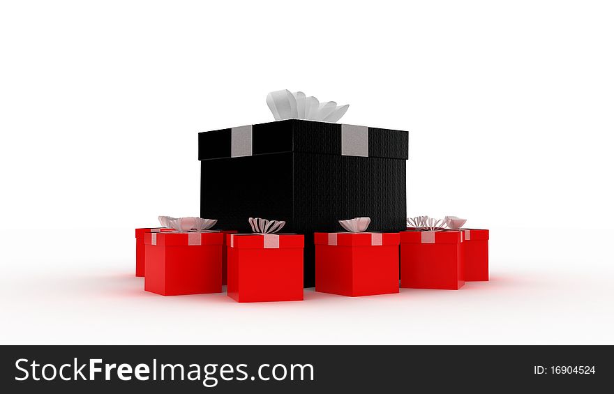 Picture of beautiful gift boxes over white background