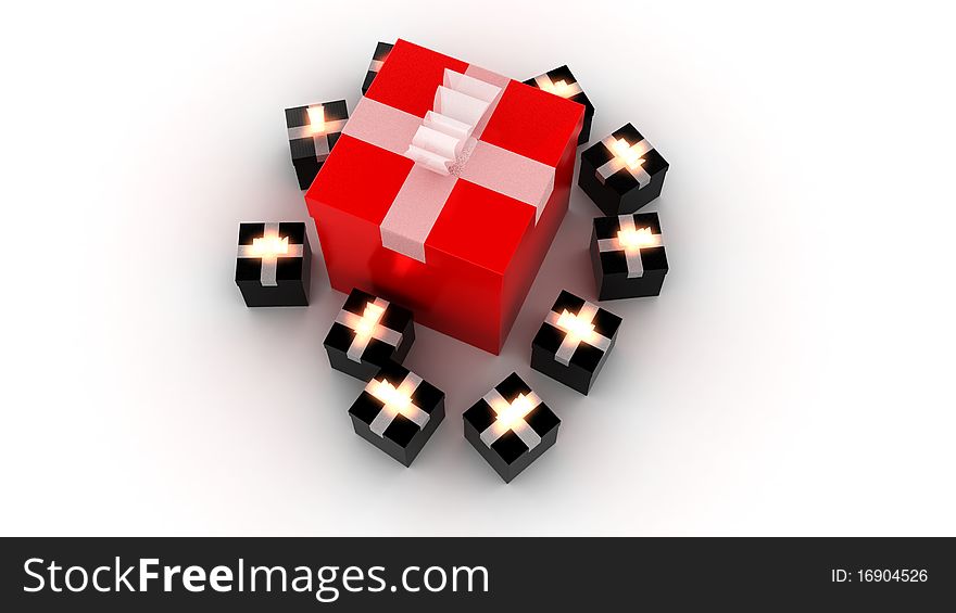 Presents - 3d render, isolated on a white background