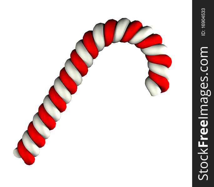 Sweet red Candy cane on white background