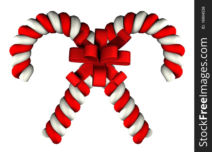 Candy cane on white background