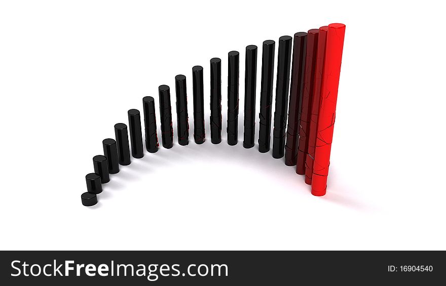 Graph of economic crisis, 3d rendering, isolated on white