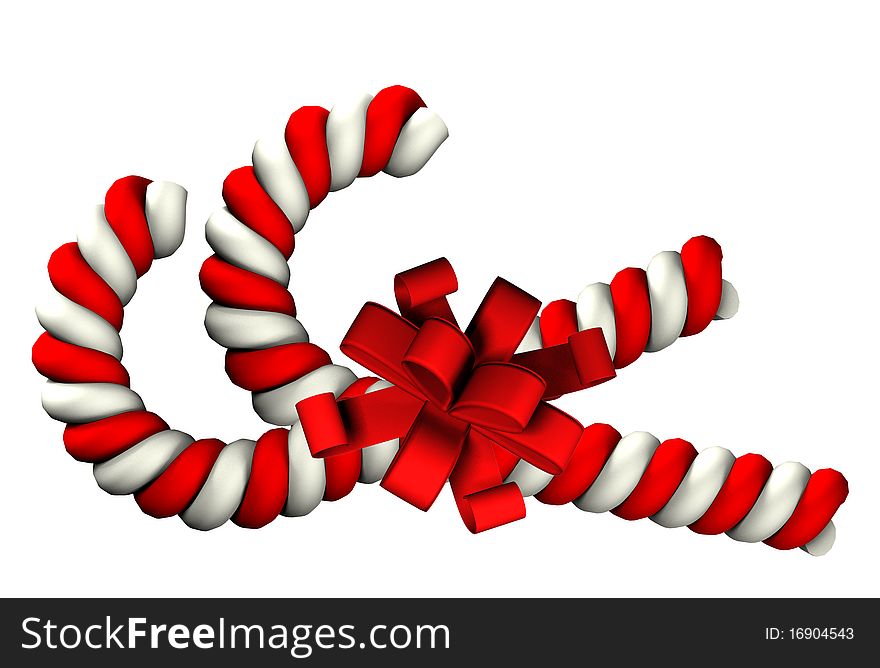Sweet red Candy cane on white background