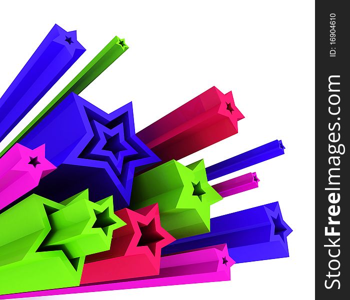 3d illustration of colored stars