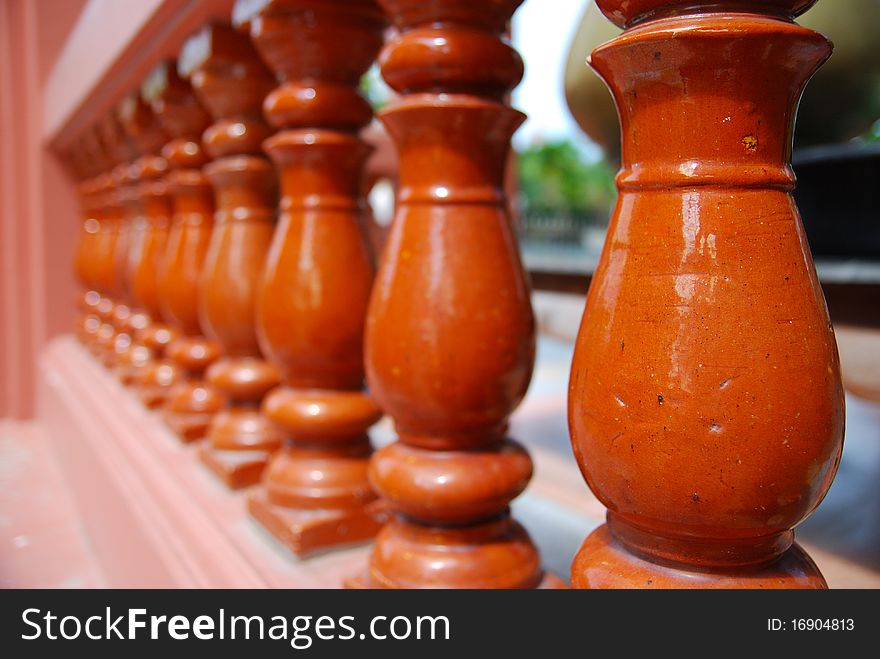 Thai temple fence in WAT LUANG PAO IEE. Thai temple fence in WAT LUANG PAO IEE.