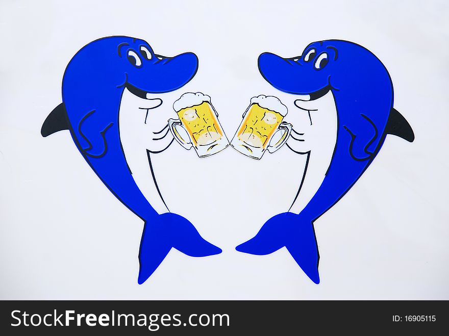 There are two shark drink beer.