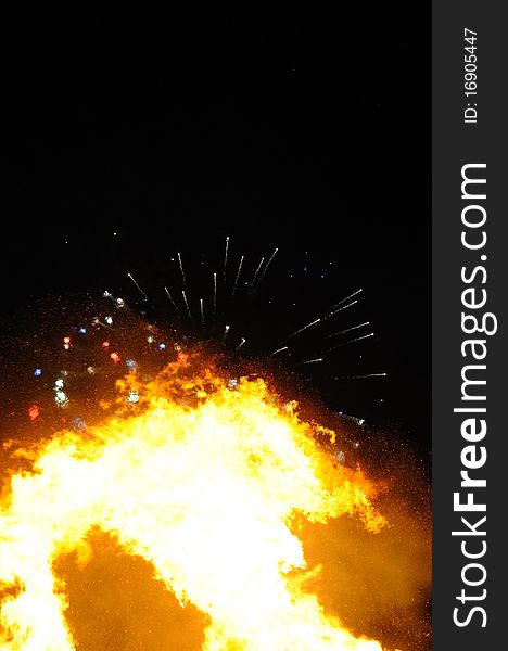 A photograph of Guy Fawkes Night/ Bonfire Night in Lewes East Sussex on November 5 2010