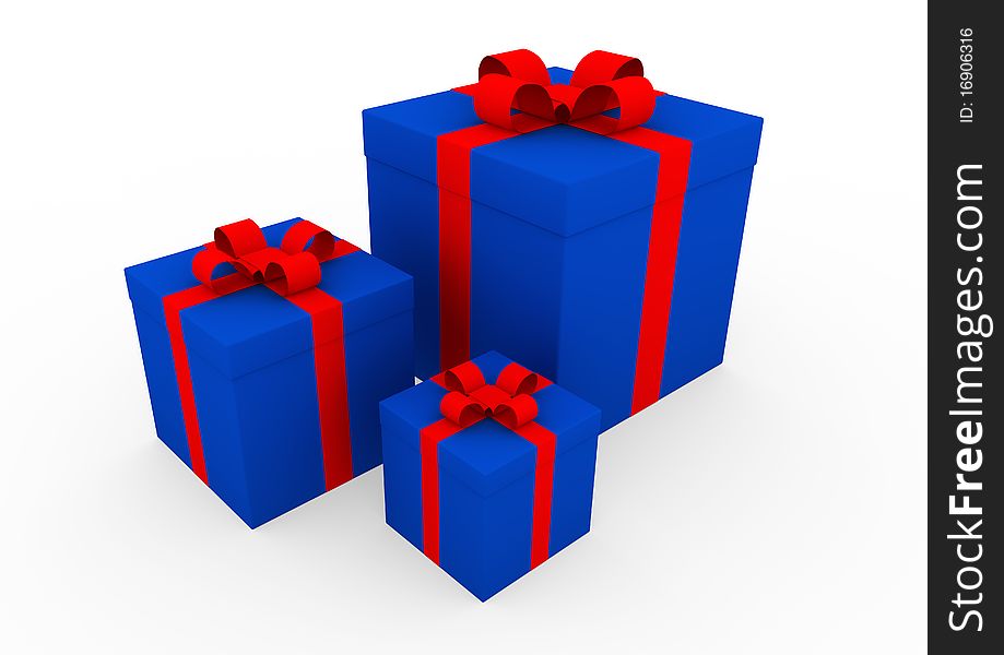 3d Blue Red White Gift Box