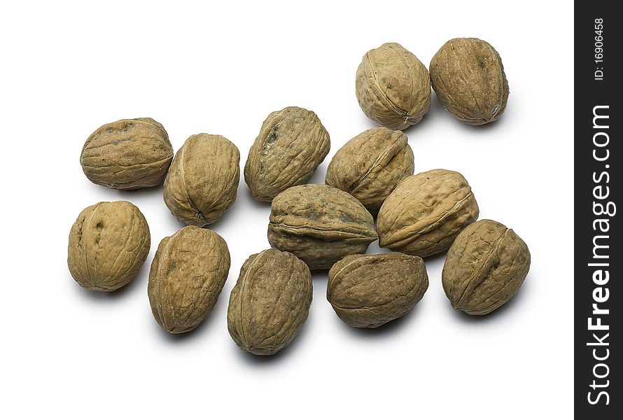 Nuts (clipping path) on white background