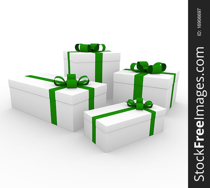3d green white gift box