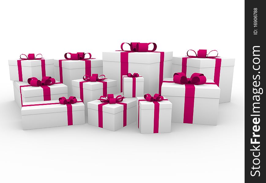 3d pink white gift box