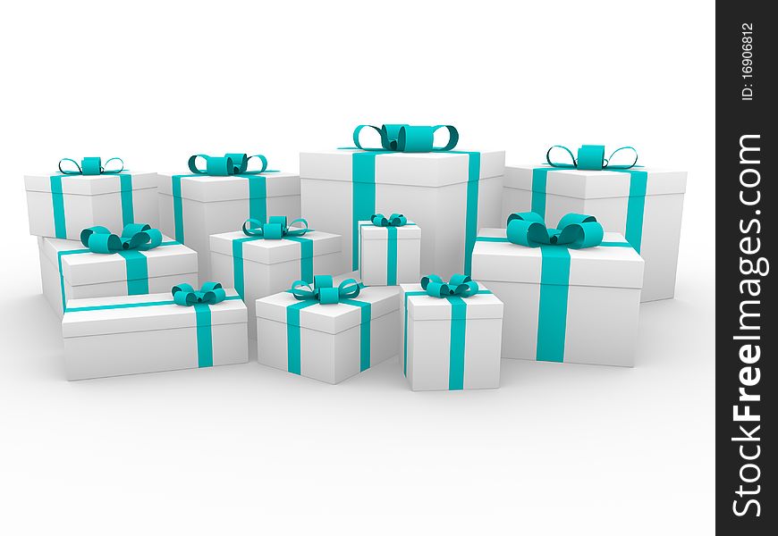 3d gift box christmas birthday green blue white. 3d gift box christmas birthday green blue white