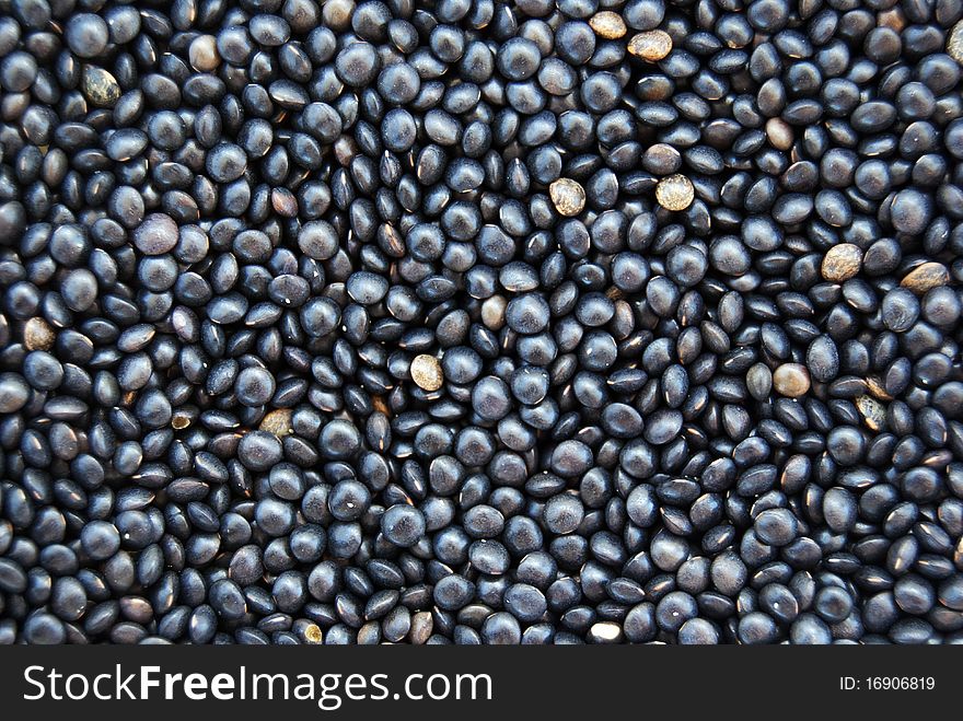 Close up view black lentils