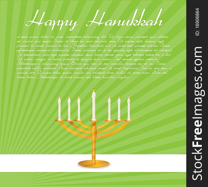 Illustration of happy hanukkah card with candle