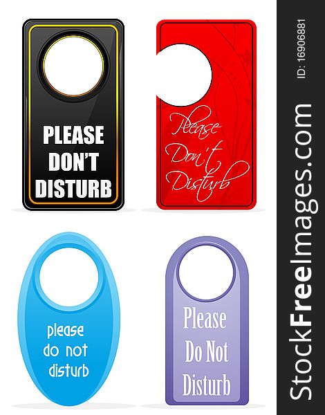 Illustration of do not disturb tags on white background