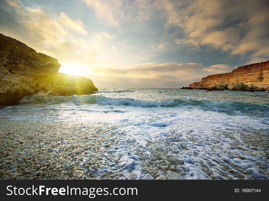 Sunset on the beach. Nature composition.