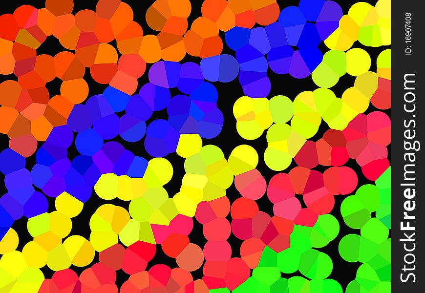 Image of many-coloured balls on the black background