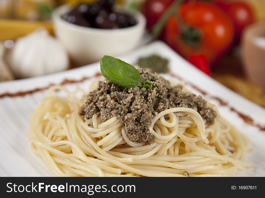 Delicious Italian Pasta With Pumpkin Pesto On Top