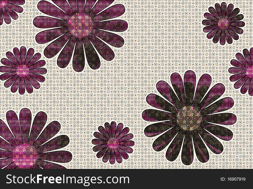 Colored flowers on colored background wallpaper. Colored flowers on colored background wallpaper