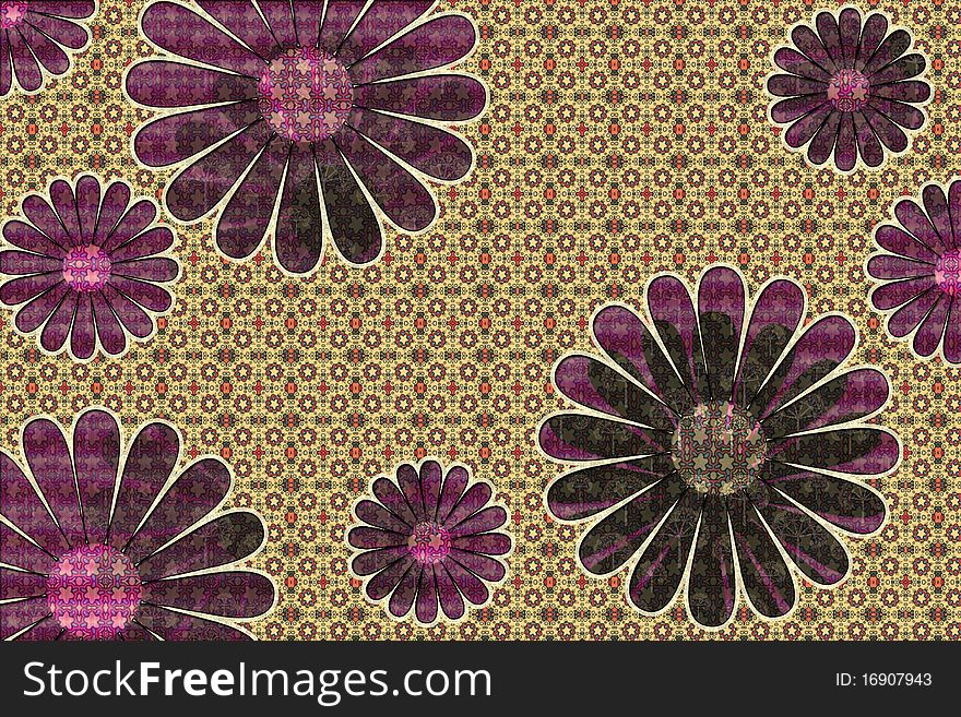 Colored flowers on colored background illustration. Colored flowers on colored background illustration