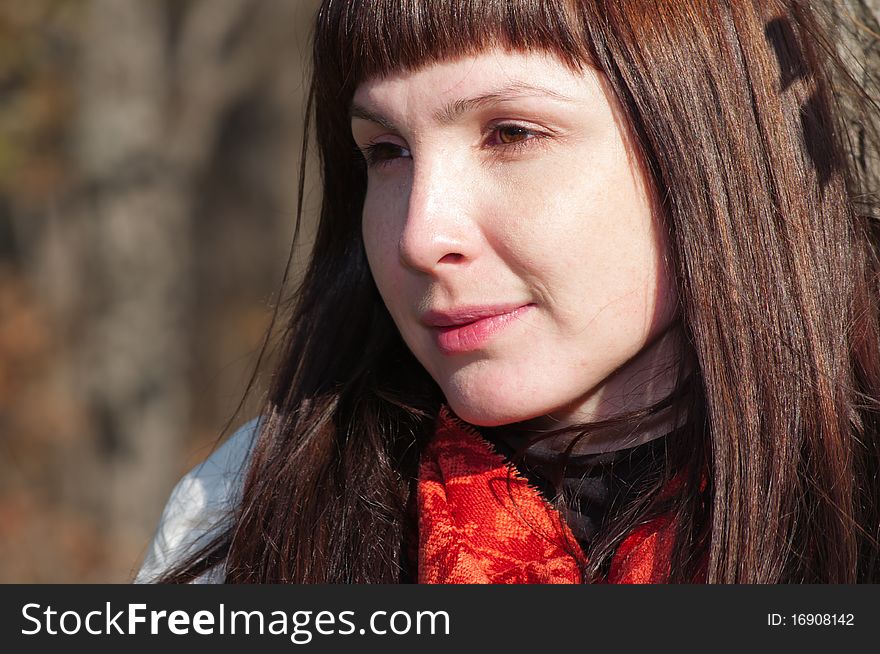 Young beautiful romantic woman in the forest