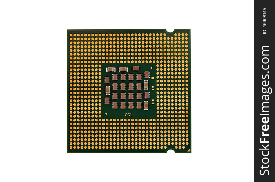 CPU closeup on white background