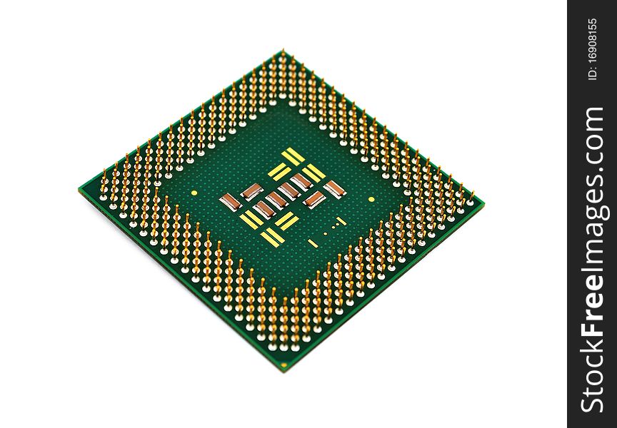 CPU closeup on white background