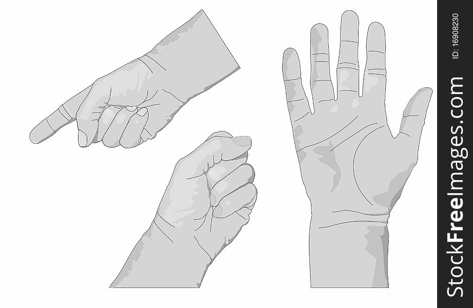 Three Hands in Gray