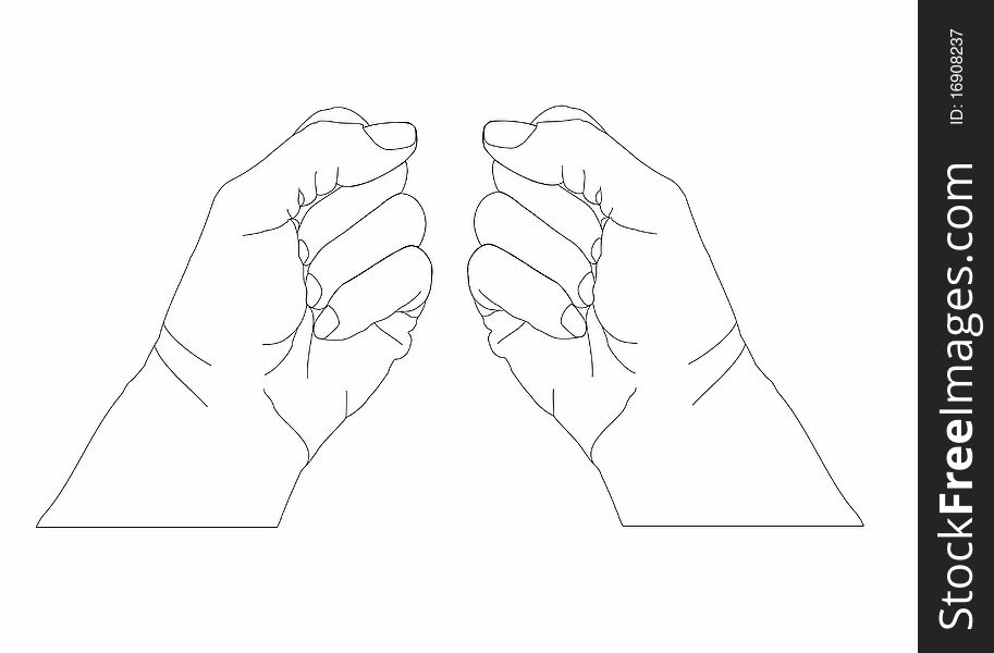 Two clenched fists, black outline on a white background