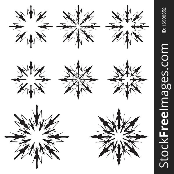 Black ornament star in different shapes. Black ornament star in different shapes