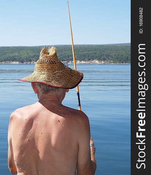 Man fishing in the sea. Man fishing in the sea