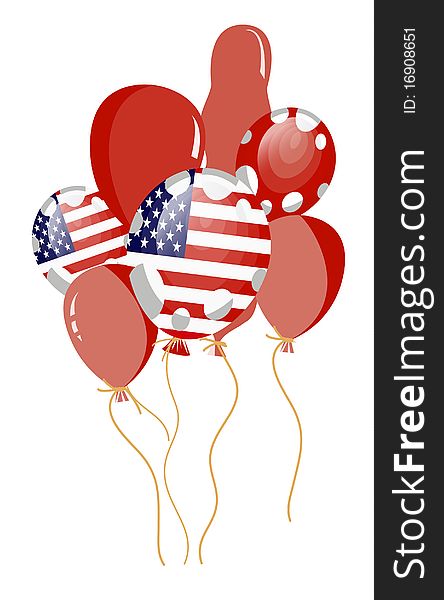 Illustration of red balloon of american flag with white spots