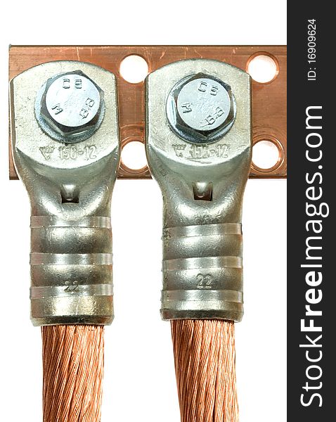 The cleared copper electric power cables with connectors