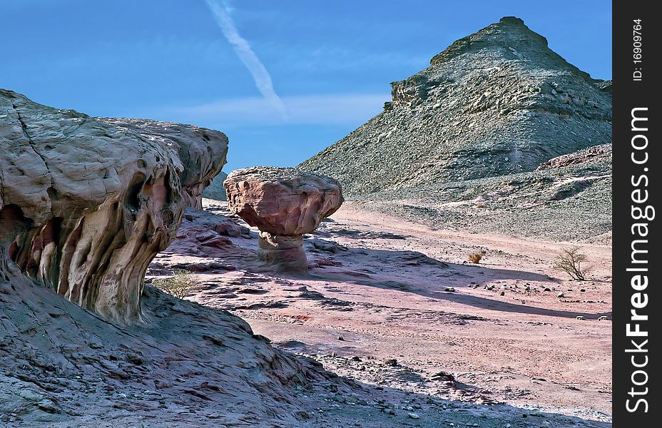 There are a lot of unique geological formations at Timna national park of Israel. There are a lot of unique geological formations at Timna national park of Israel