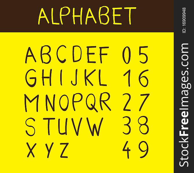 Alphabet and numbers font - illustration
