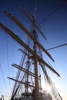 Ship Tackles, Rigging On A Old Frigate Stock Photo Ship Tackles, Rigging On A Old Frigate Stock Photo