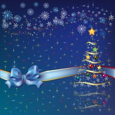 Christmas Tree With Blue Ribbon Royalty Free Stock Image Christmas Tree With Blue Ribbon Royalty Free Stock Image