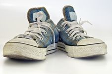 Old, Dirty Sneakers Over White Background Stock Photos Old, Dirty Sneakers Over White Background Stock Photos