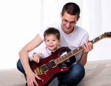 Young Father Teaches His Young Son Royalty Free Stock Photo Young Father Teaches His Young Son Royalty Free Stock Photo