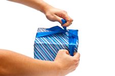 Opening Present Royalty Free Stock Photography