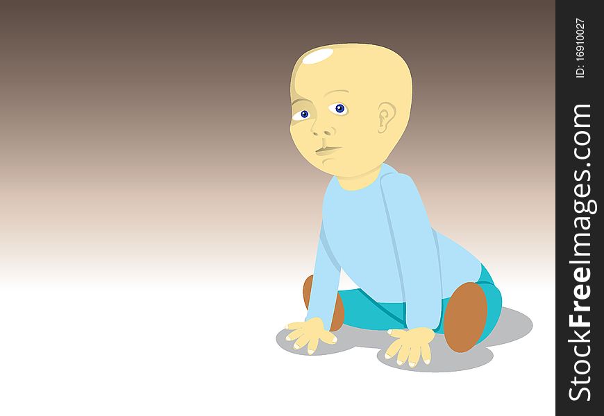 Sitting child on floor - illustration