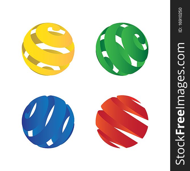 Four color stripped spheres - illustration