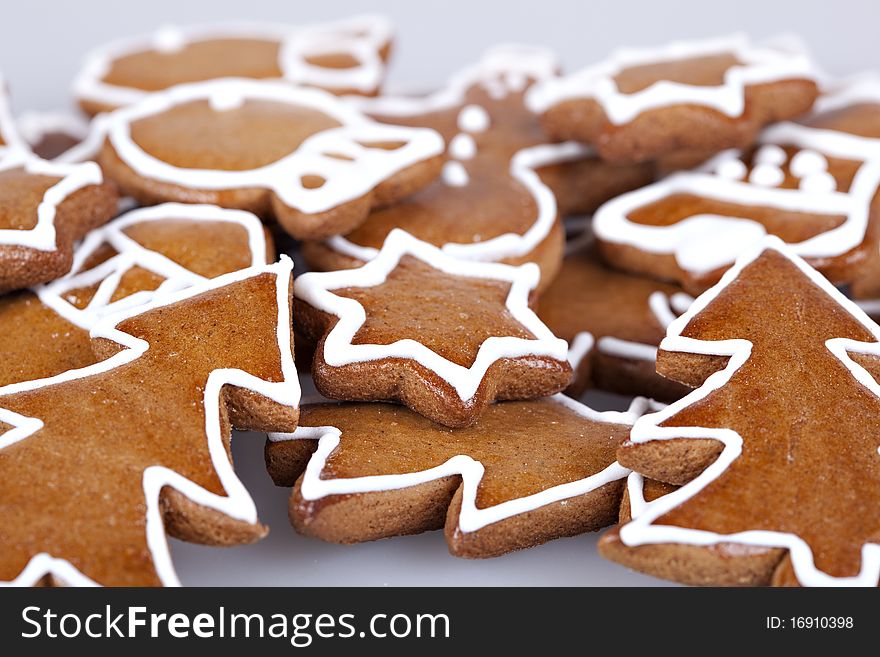 Handmade gingerbread cookies, diferent pieces