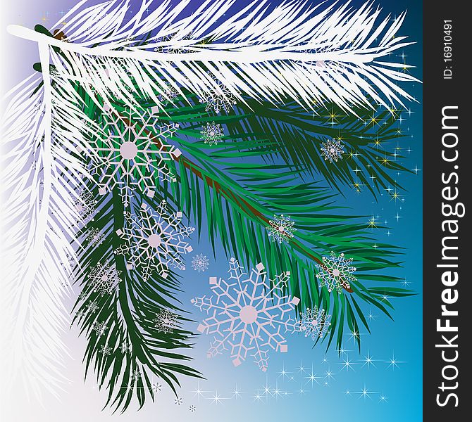 Abstract background christmas tree with snowflakes