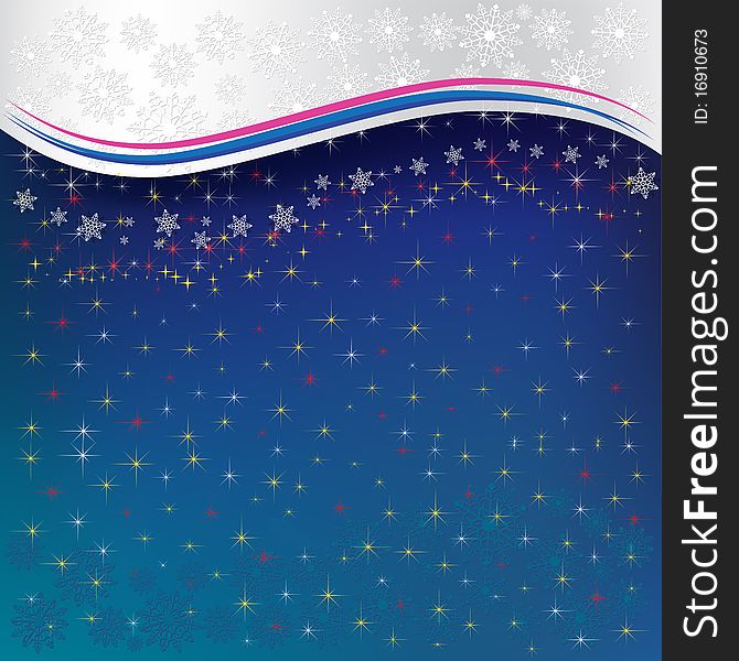 Abstract christmas background snowflakes with stars